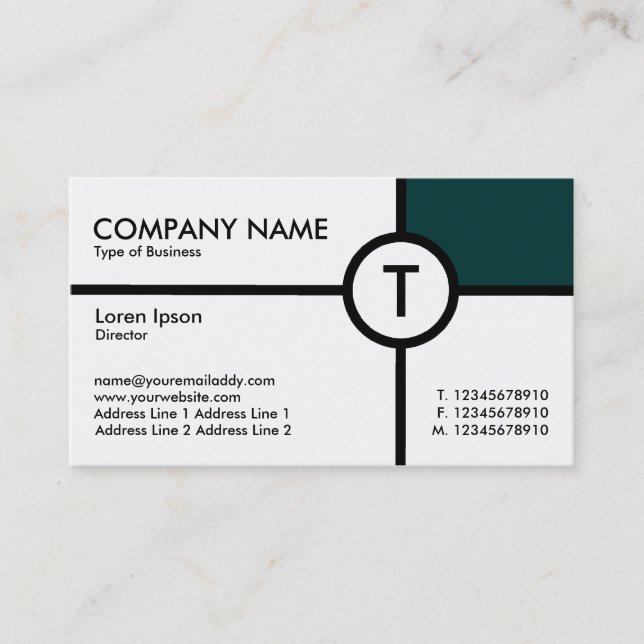 Monogram Circle Cross (Dark Green) - White Business Card (Front)