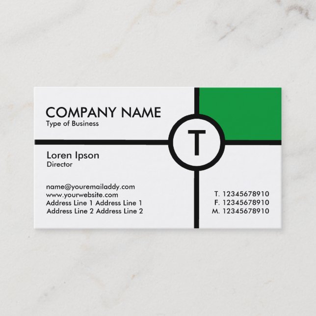 Monogram Circle Cross (Grass Green) - White Business Card (Front)