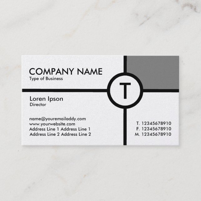 Monogram Circle Cross - White (Gold) Business Card (Front)