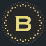 Monogram Circle Dots Sticker Label / Black & Gold<br><div class="desc">Monogram Circle Dots Sticker Label / Black & Gold</div>