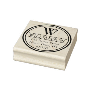 Monogram Circle Return Address Rubber Stamp