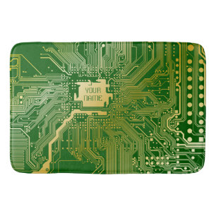 Monogram Circuit Motherboard Electronics Chip Tech Bath Mat