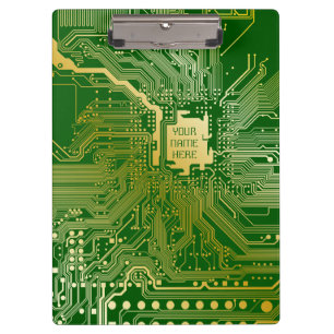 Monogram Circuit Motherboard Electronics Chip Tech Clipboard