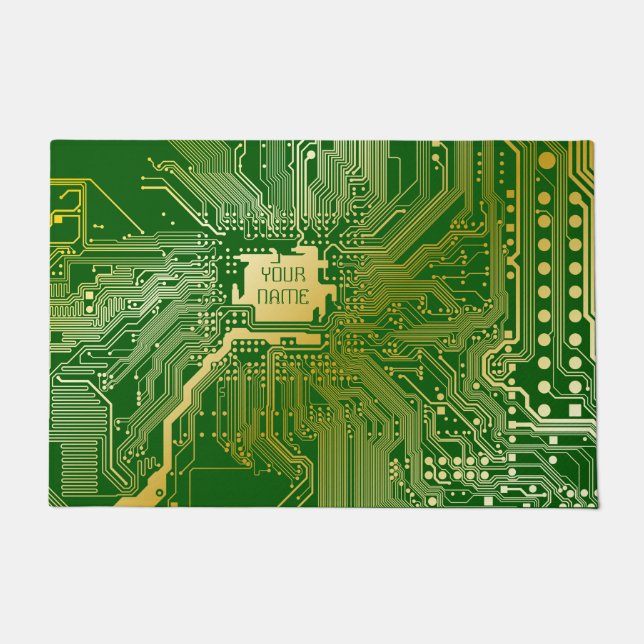 Monogram Circuit Motherboard Electronics Chip Tech Doormat (Front)