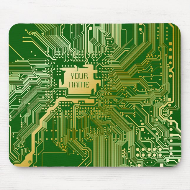 Monogram Circuit Motherboard Electronics Chip Tech Mouse Pad (Front)