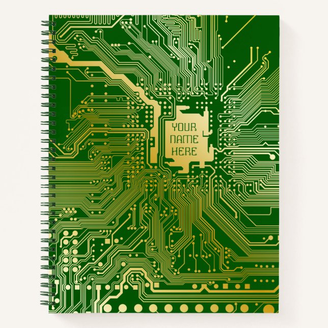 Monogram Circuit Motherboard Electronics Chip Tech Notebook (Front)
