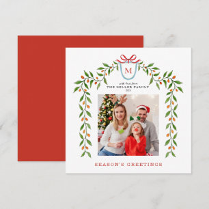 Monogram Citrus Garland Holiday photo Announcement