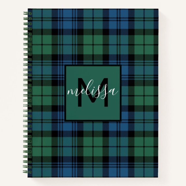Monogram Clan Campbell Tartan Plaid Add Your Name Notebook (Front)