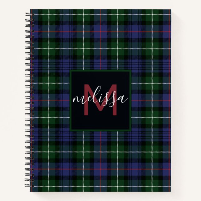 Monogram Clan MacKenzie Tartan Plaid Personalized Notebook (Front)