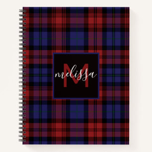 Monogram Clan MacLachlan Tartan Plaid Personalized Notebook