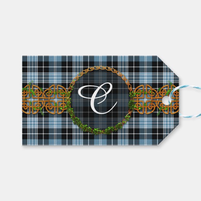 Monogram Clark Tartan Gift Tags (Front (Horizontal))