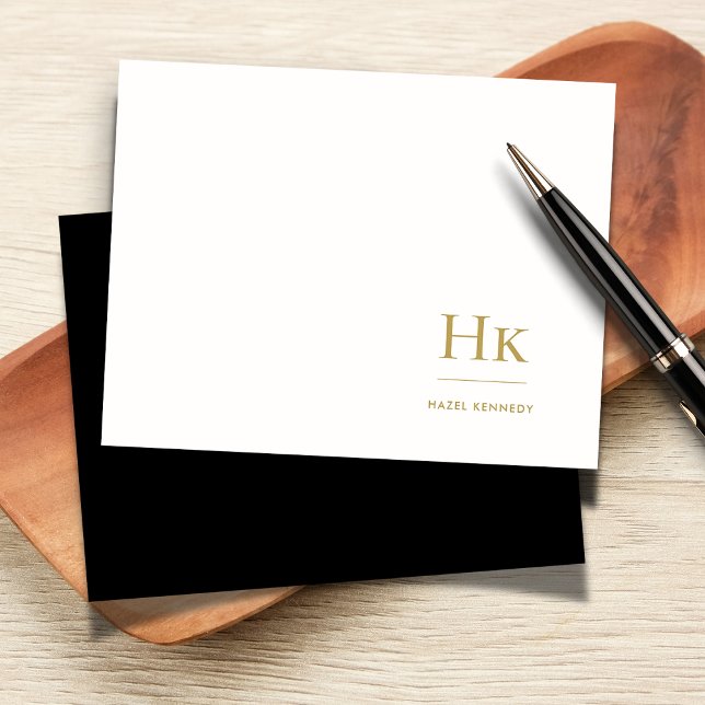 Monogram Classic Black Gold Elegant Social Card (Creator Uploaded)