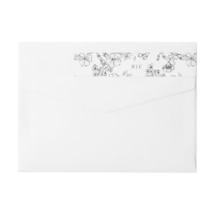 Monogram Classic Botanical Florals Wedding Address Wrap Around Label