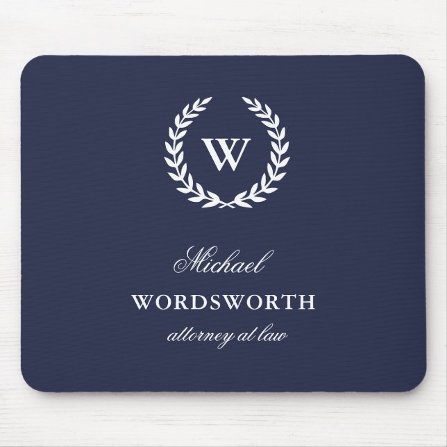 Monogram Classic Elegant Business Blue Mousepad (Front)