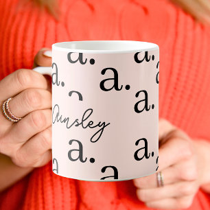 Monogram Classic Elegant Cute Script Name Pattern Coffee Mug