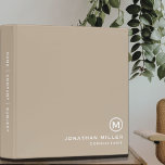 Monogram Classic Elegant Minimal Beige Binder<br><div class="desc">Monogrammed binder features a simple modern minimalist design in beige and white. Custom name presented in the lower right-hand corner in stylish simple font with a complimentary minimal monogram medallion. A modern binder for home or office, a professional monogrammed binder for your workspace. Ideal for consultants, attorneys, real estate agents,...</div>
