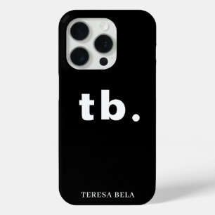 Monogram Classic Elegant Minimal Black and White iPhone 15 Pro Case