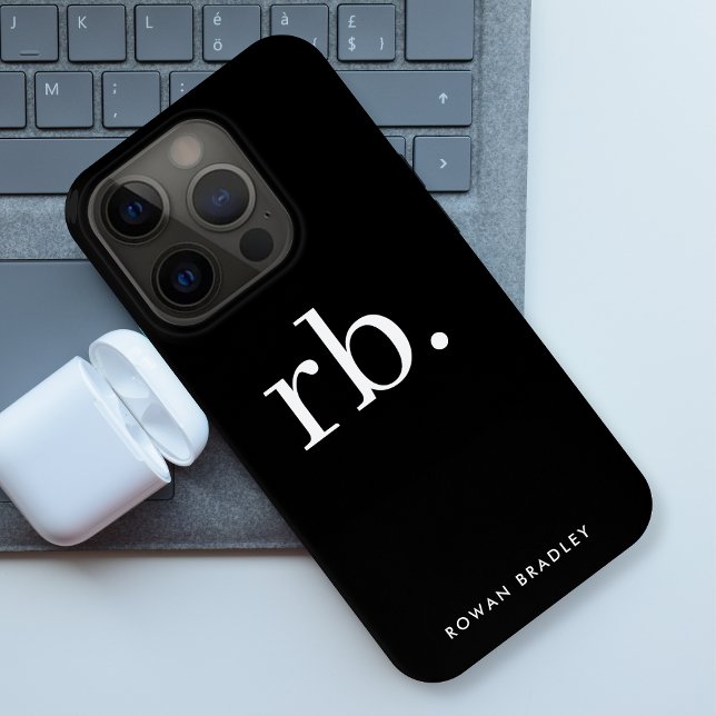 Monogram Classic Elegant Minimal Black and White Case-Mate iPhone Case (Creator Uploaded)