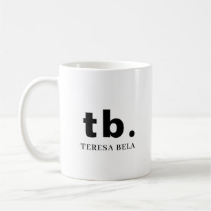 Monogram Classic Elegant Minimal Black and White Coffee Mug