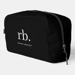 Monogram Classic Elegant Minimal Black and White Dopp Kit