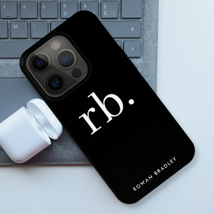 Monogram Classic Elegant Minimal Black and White iPhone 15 Pro Case