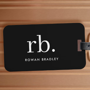 Monogram Classic Elegant Minimal Black and White Luggage Tag