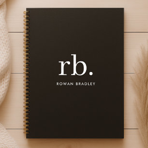 Monogram Classic Elegant Minimal Black and White Notebook