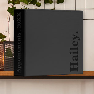 Monogram Classic Elegant Minimal Black Name Binder