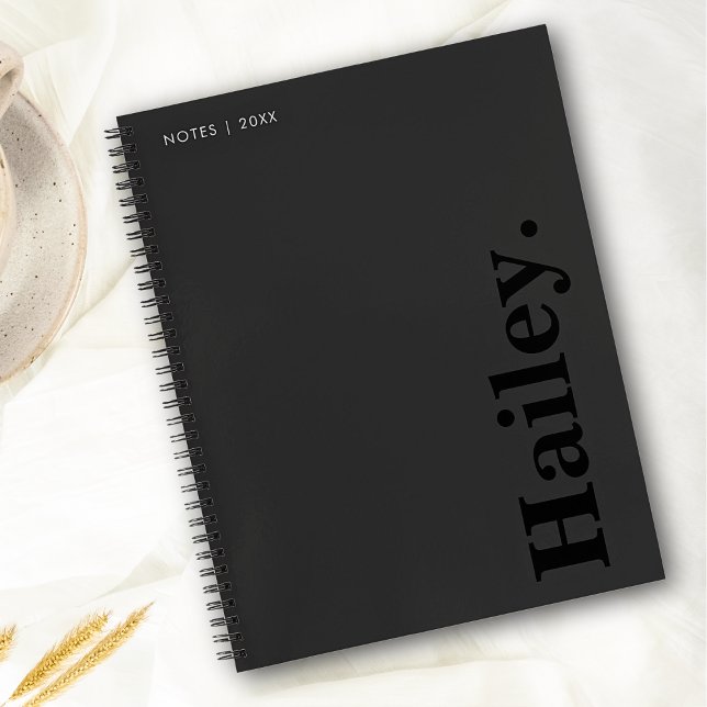 Monogram Classic Elegant Minimal Black Name Notebook (Creator Uploaded)