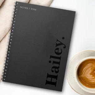 Monogram Classic Elegant Minimal Black Name Notebook