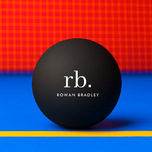 Monogram Classic Elegant Minimal Black Ping Pong Ball