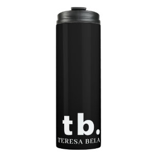 Monogram Classic Elegant Minimal Black White Thermal Tumbler