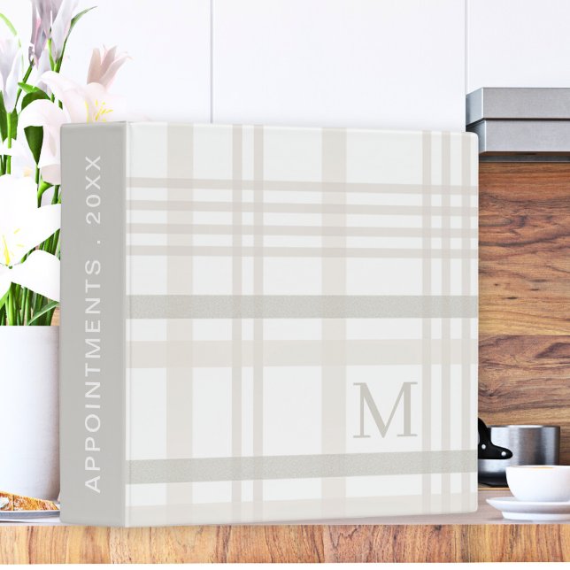 Monogram Classic Elegant Minimal Initial Plaid Binder (Creator Uploaded)