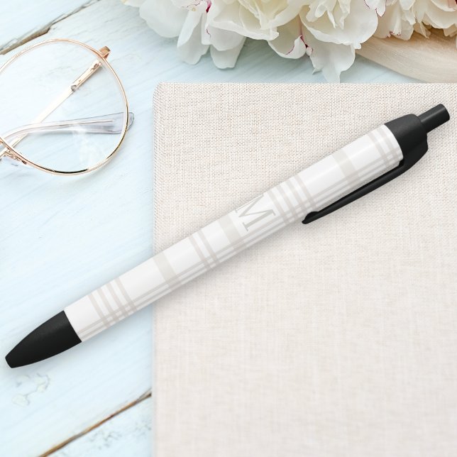 Monogram Classic Elegant Minimal Initial Plaid Black Ink Pen (Creator Uploaded)