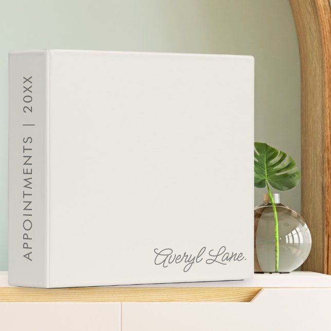 Monogram Classic Elegant Minimal Ivory Script Name Binder (Creator Uploaded)