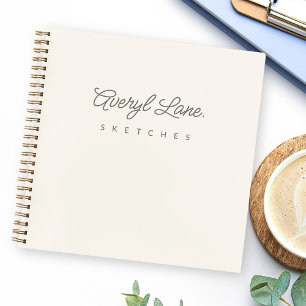 Monogram Classic Elegant Minimal Ivory Sketchbook Notebook