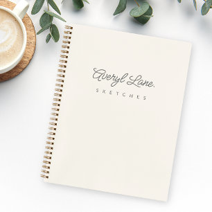 Monogram Classic Elegant Minimal Ivory Sketchbook Notebook