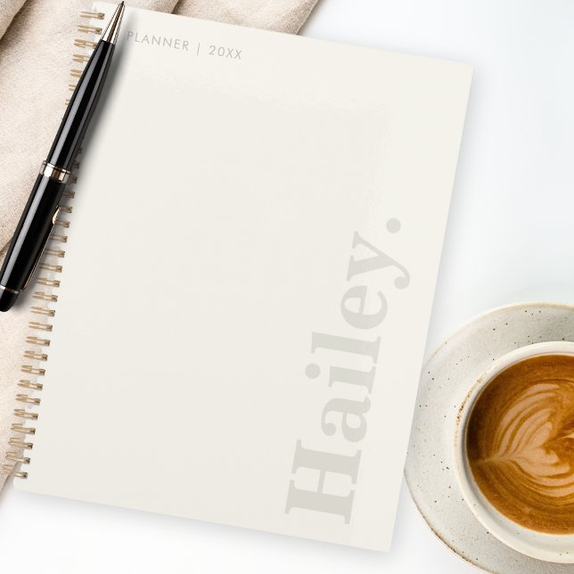 Monogram Classic Elegant Minimal Ivory White Name Planner (Creator Uploaded)