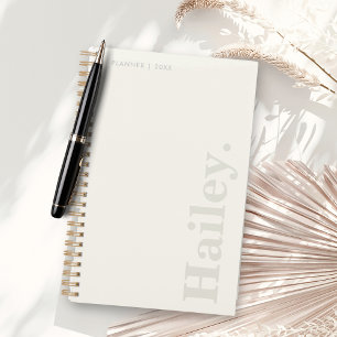 Monogram Classic Elegant Minimal Ivory White Name Planner