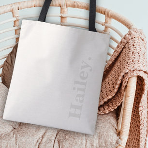 Monogram Classic Elegant Minimal Ivory White Name Tote Bag