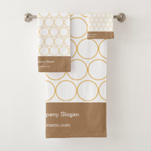 Monogram Classic Elegant Minimal White and Coffee Bath Towel Set