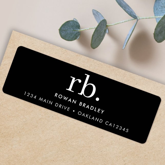 Monogram Classic Elegant Minimum Black and White (A stylish monogram label perfect for small business mailing or one-of-a-kind personal stationery)