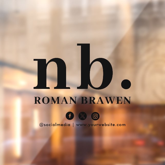 Monogram Classic Elegant Modern Minimal Nameplate  Window Cling (Sheet 2)