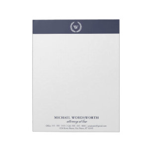 Monogram Classic Elegant Professional A4 Notepad