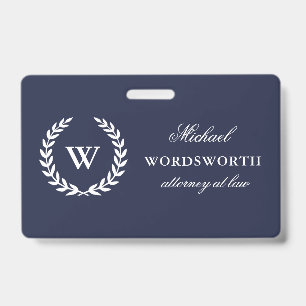 Monogram Classic Elegant Professional Blue Badge