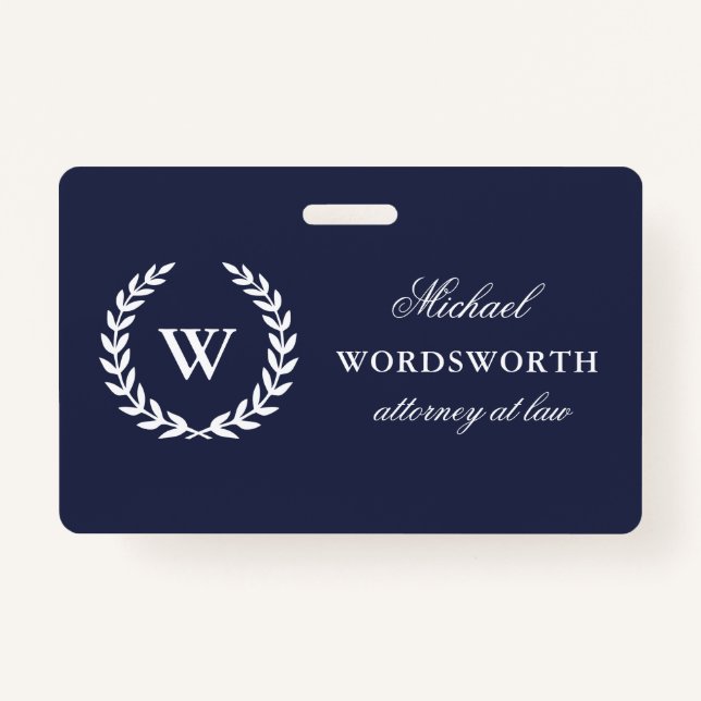Monogram Classic Elegant Professional Blue Badge (Front)