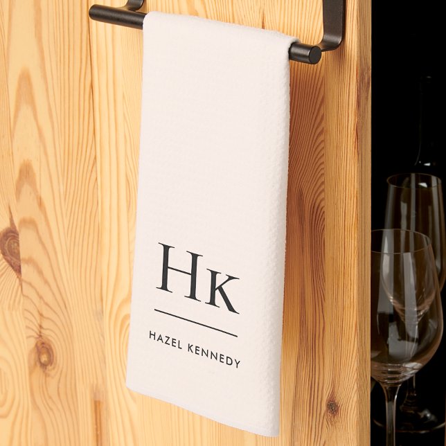 Monogram Classic Elegant Simple Minimal Blush Kitchen Towel (Creator Uploaded)
