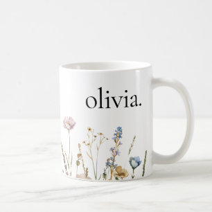 Monogram Classic Elegant Wildflower Floral Coffee Mug