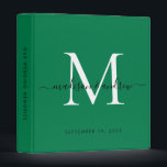 Monogram Classic Forest Green Script Wedding Album Binder<br><div class="desc">Elegant Monogram Classic Forest Green Script Name Wedding Memories Photo Album Story 3 ring binder</div>