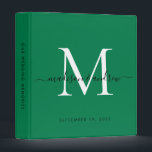 Monogram Classic Forest Green Script Wedding Album Binder<br><div class="desc">Elegant Monogram Classic Forest Green Script Name Wedding Memories Photo Album Story 3 ring binder</div>
